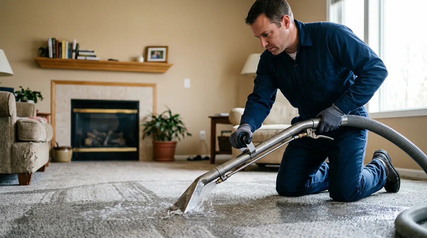 Water damage restoration technician working near Leesville, LA